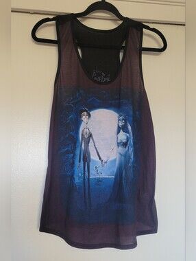 Tim Burton Corpse Bride XL Racerback Tank Top Black Graphic Goth Halloween